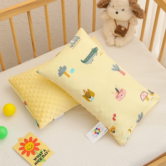 91家纺网 家纺一手货源 找家纺 织布人 2025新款枕芯A类全棉卡通豆豆枕双面可用儿童学生枕套+枕芯可拆洗 A类动物汽车