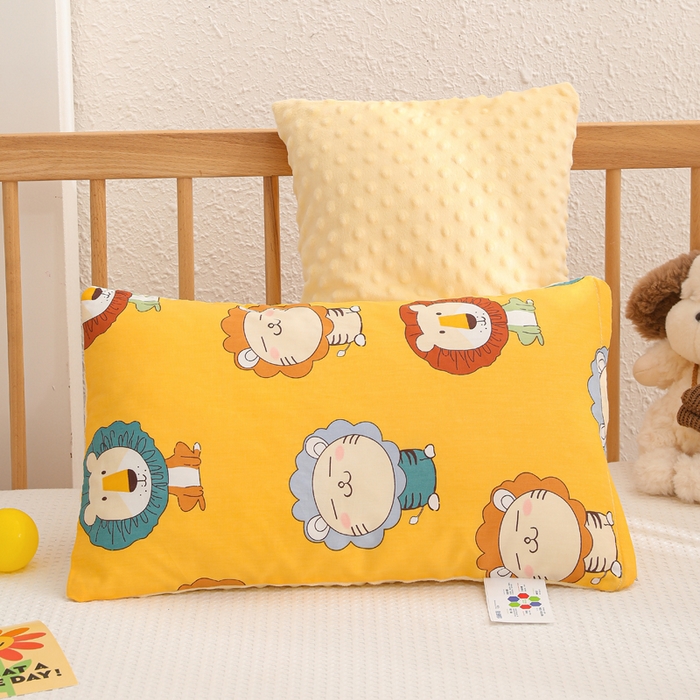 91家纺网 家纺一手货源 找家纺 织布人 2025新款枕芯A类全棉卡通豆豆枕双面可用儿童学生枕套+枕芯可拆洗 A类狮子王国