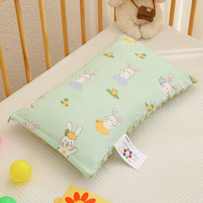 91家纺网 家纺一手货源 找家纺 织布人 2025新款枕芯A类全棉卡通豆豆枕双面可用儿童学生枕套+枕芯可拆洗 A类萝卜兔兔