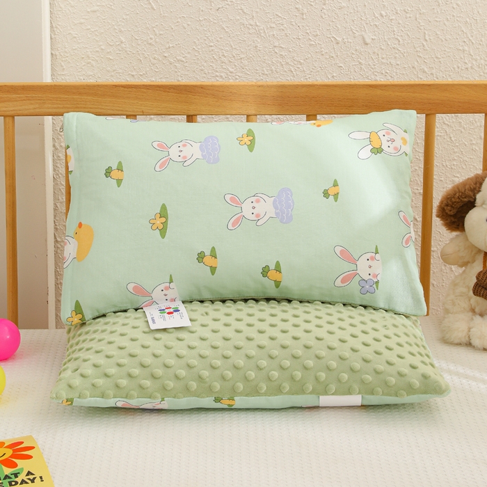 91家纺网 家纺一手货源 找家纺 织布人 2025新款枕芯A类全棉卡通豆豆枕双面可用儿童学生枕套+枕芯可拆洗 A类萝卜兔兔