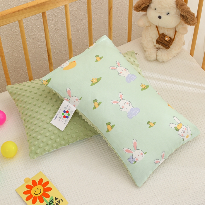 91家纺网 家纺一手货源 找家纺 织布人 2025新款枕芯A类全棉卡通豆豆枕双面可用儿童学生枕套+枕芯可拆洗 A类萝卜兔兔