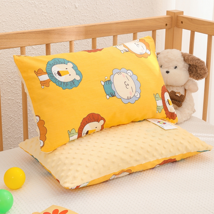 91家纺网 家纺一手货源 找家纺 织布人 2025新款枕芯A类全棉卡通豆豆枕双面可用儿童学生枕套+枕芯可拆洗 A类狮子王国