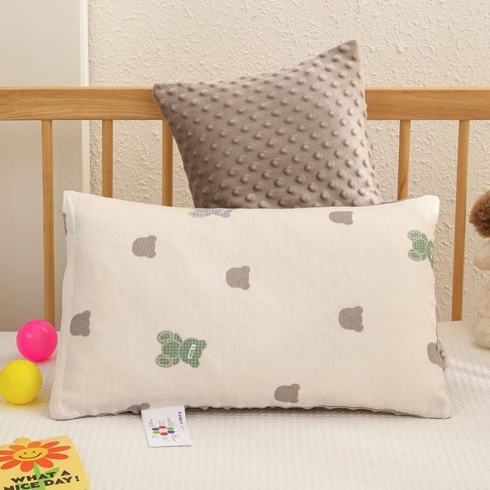 91家纺网 家纺一手货源 找家纺 织布人 2025新款枕芯A类全棉卡通豆豆枕双面可用儿童学生枕套+枕芯可拆洗 A类萌迪奶咖