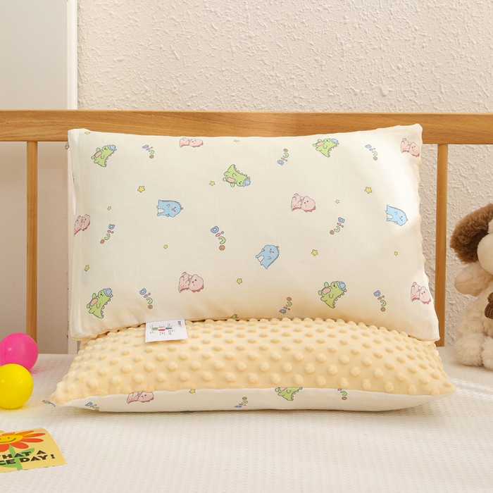 91家纺网 家纺一手货源 找家纺 织布人 2025新款枕芯A类全棉卡通豆豆枕双面可用儿童学生枕套+枕芯可拆洗 A类恐龙宝宝