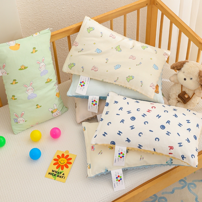 91家纺网 家纺一手货源 找家纺 织布人 2025新款枕芯A类全棉卡通豆豆枕双面可用儿童学生枕套+枕芯可拆洗 组合图