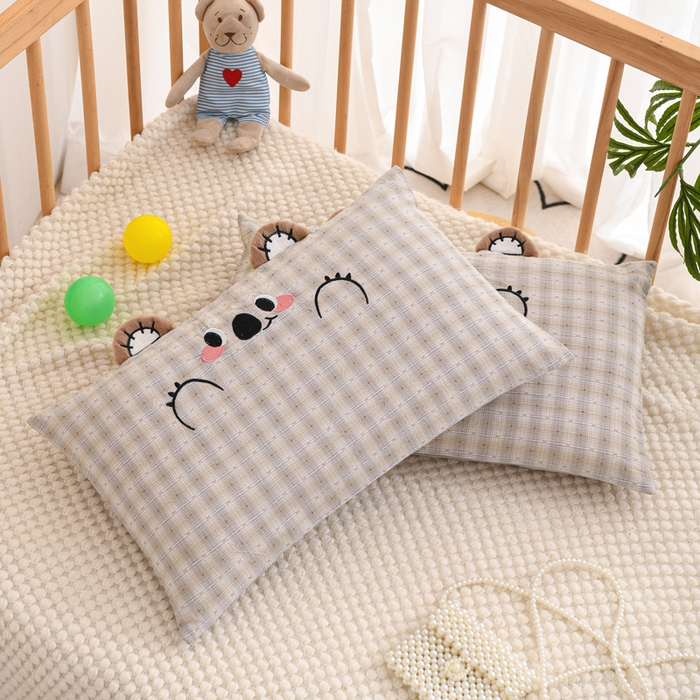 91家纺网 家纺一手货源 找家纺 织布人 2025新款枕芯A类全棉卡通儿童枕幼儿园午睡枕学生宿舍专用枕头-开心熊 A类卡通开心熊-灰色