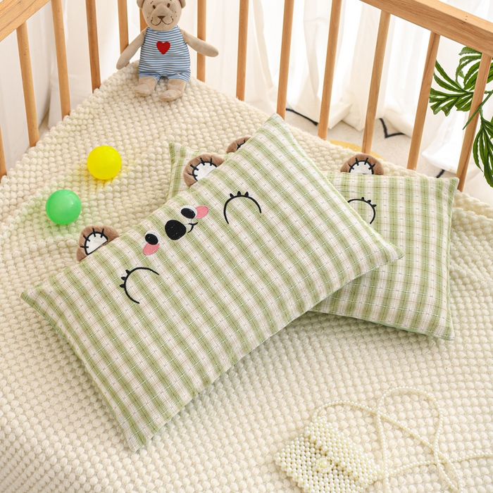 91家纺网 家纺一手货源 找家纺 织布人 2025新款枕芯A类全棉卡通儿童枕幼儿园午睡枕学生宿舍专用枕头-开心熊 A类卡通开心熊-果绿