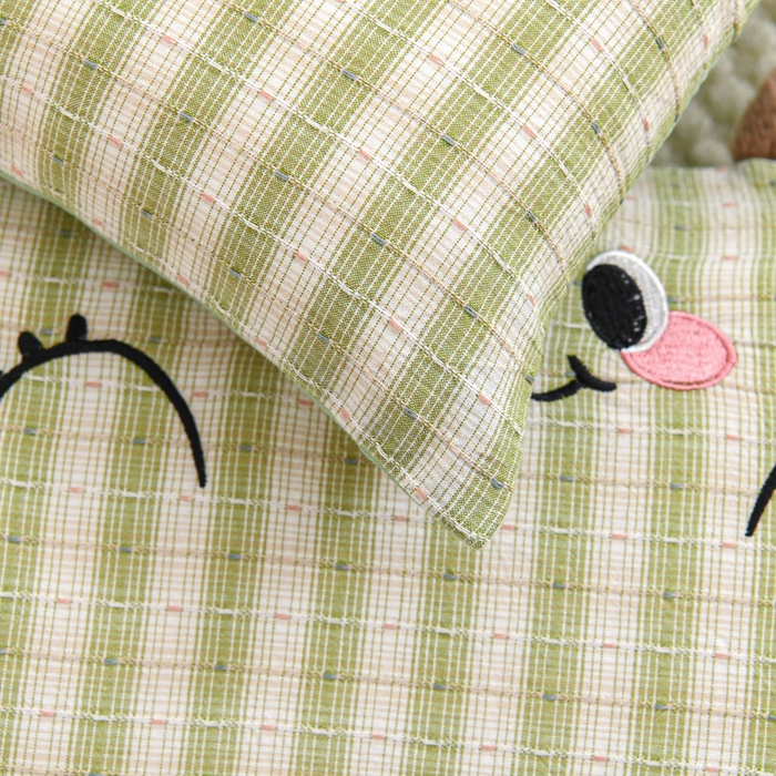 91家纺网 家纺一手货源 找家纺 织布人 2025新款枕芯A类全棉卡通儿童枕幼儿园午睡枕学生宿舍专用枕头-开心熊 A类卡通开心熊-果绿