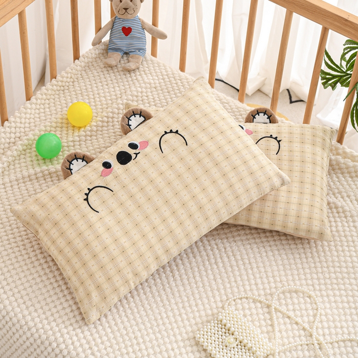 91家纺网 家纺一手货源 找家纺 织布人 2025新款枕芯A类全棉卡通儿童枕幼儿园午睡枕学生宿舍专用枕头-开心熊 A类卡通开心熊-卡其