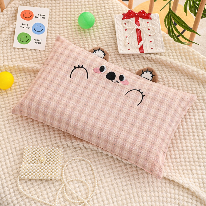 （总）织布人 2025新款枕芯A类全棉卡通儿童枕幼儿园午睡枕学生宿舍专用枕头-开心熊