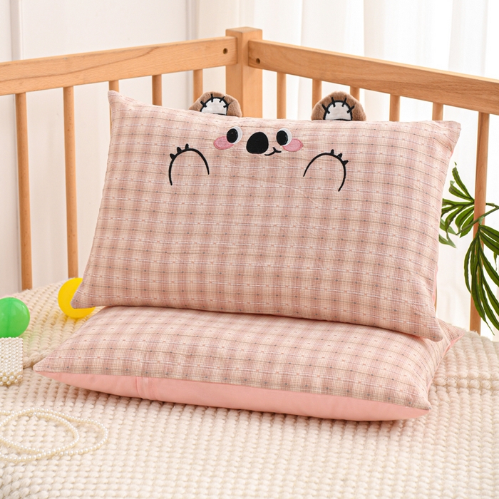 91家纺网 家纺一手货源 找家纺 织布人 2025新款枕芯A类全棉卡通儿童枕幼儿园午睡枕学生宿舍专用枕头-开心熊 A类卡通开心熊-粉色