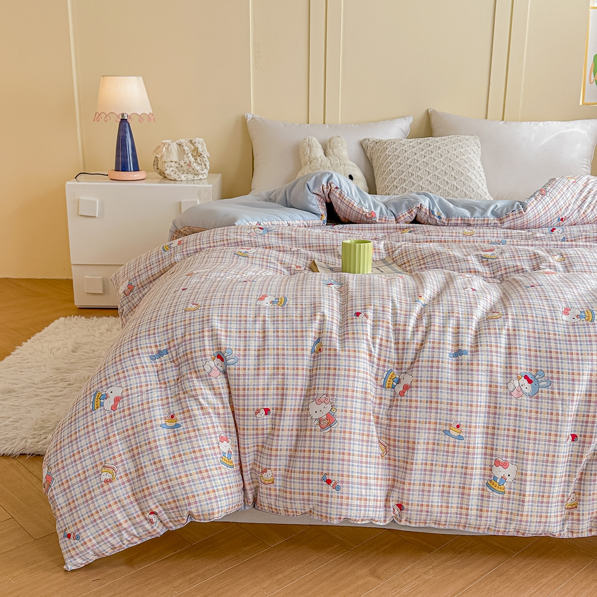 91家纺网 家纺一手货源 找家纺 佳鸿家纺 2025新款云感双层纱冬被软糯云朵棉春秋被被子加厚被芯 彩格kt