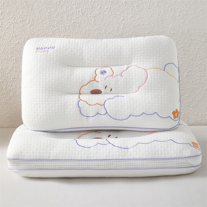 91家纺网 家纺一手货源 找家纺 （总）织布人 2025新款枕芯A类针织棉刺绣泡芙小狗儿童学生枕成人亲子枕头枕芯