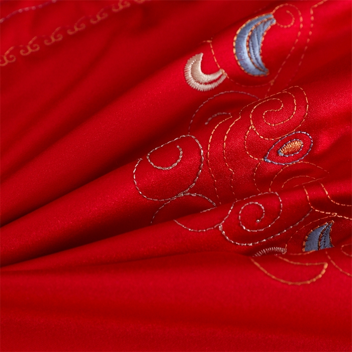 91家纺网 家纺一手货源 找家纺 织布人 2025新款枕芯轻奢A类贡缎天丝刺绣婚庆枕头大红结婚专用枕芯 A类贡缎天丝枕-比翼喜恋