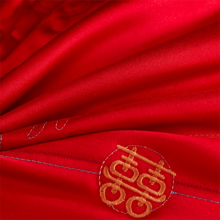 91家纺网 家纺一手货源 找家纺 织布人 2025新款枕芯轻奢A类贡缎天丝刺绣婚庆枕头大红结婚专用枕芯 A类贡缎天丝枕-吾家有喜