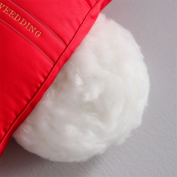 91家纺网 家纺一手货源 找家纺 织布人 2025新款枕芯轻奢A类贡缎天丝刺绣婚庆枕头大红结婚专用枕芯 A类贡缎天丝枕-琴瑟和鸣