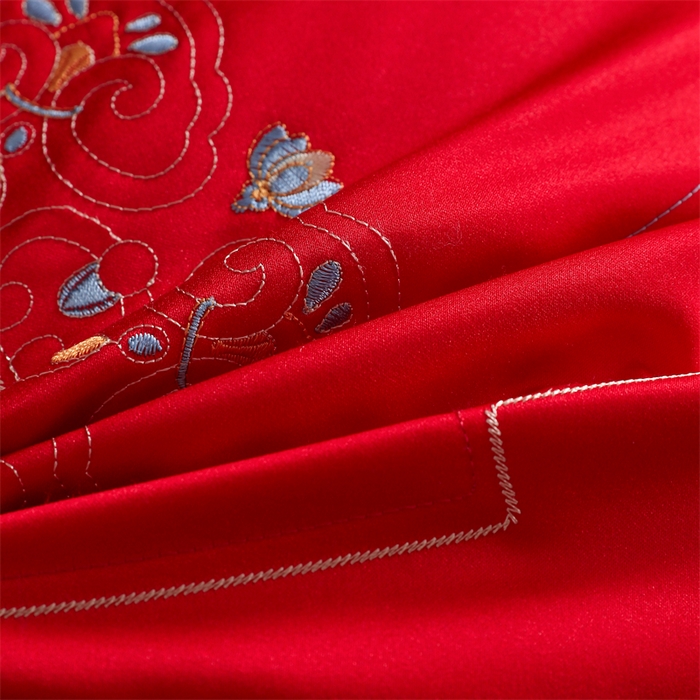 91家纺网 家纺一手货源 找家纺 织布人 2025新款枕芯轻奢A类贡缎天丝刺绣婚庆枕头大红结婚专用枕芯 A类贡缎天丝枕-一恋倾城