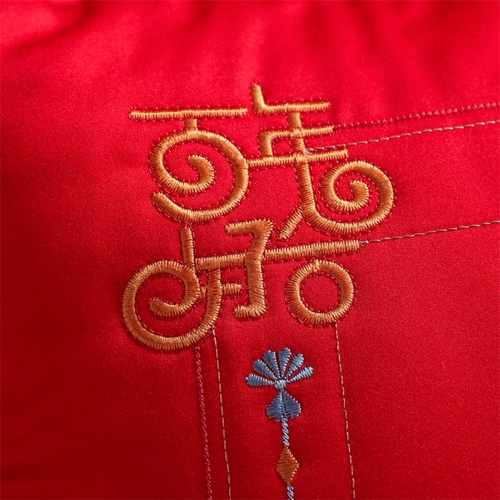 91家纺网 家纺一手货源 找家纺 织布人 2025新款枕芯轻奢A类贡缎天丝刺绣婚庆枕头大红结婚专用枕芯 A类贡缎天丝枕-山盟海誓