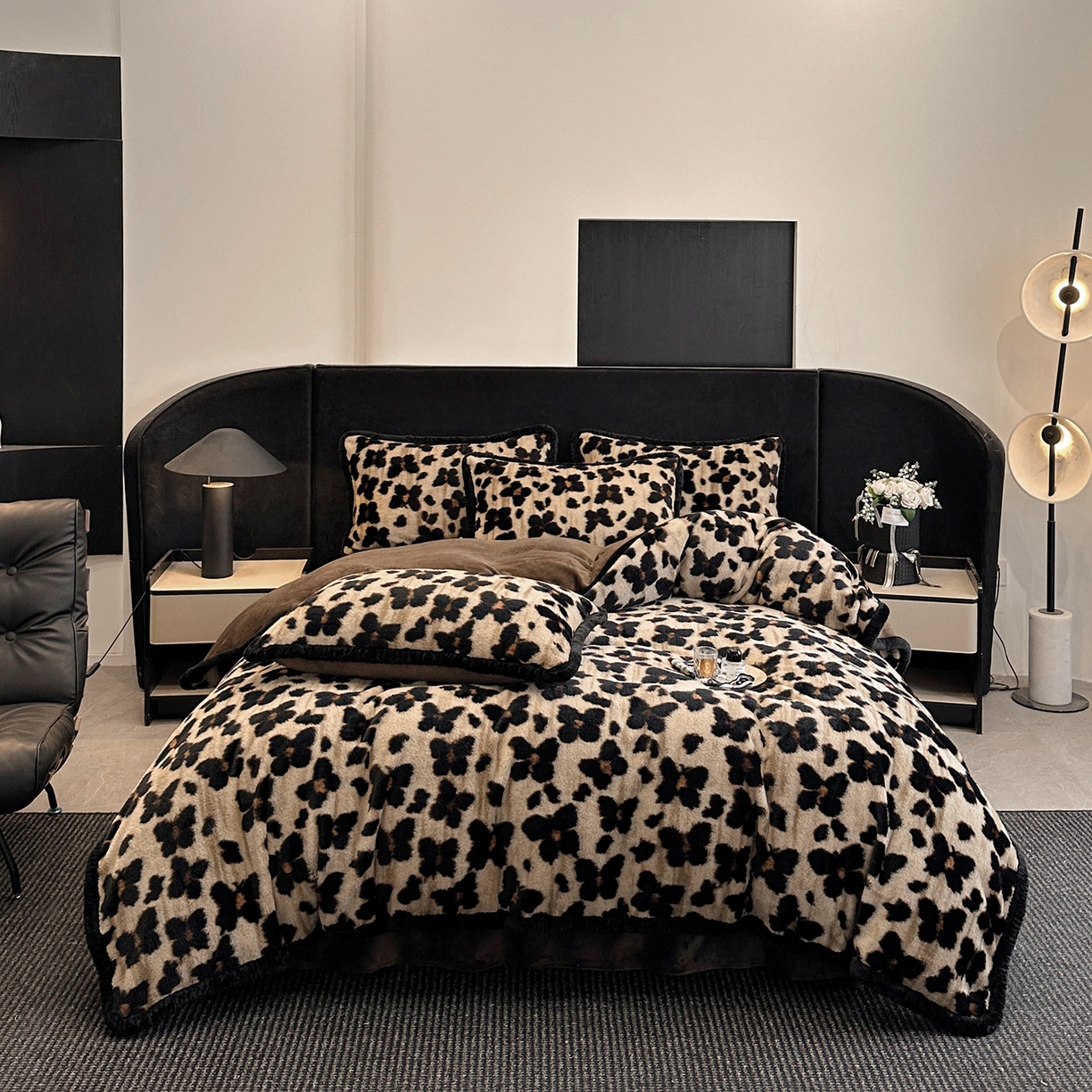 畅畅家纺 2025新款高克重新款冬季加厚兔毛绒包边款床单床笠四件套 舞蝶-卡