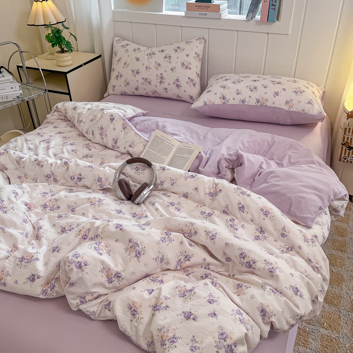 91家纺网 家纺一手货源 找家纺 （总）佳鸿家纺 2025新款卡通云感双层纱四件套碎花学生宿舍三件套床单款（提供买家秀）