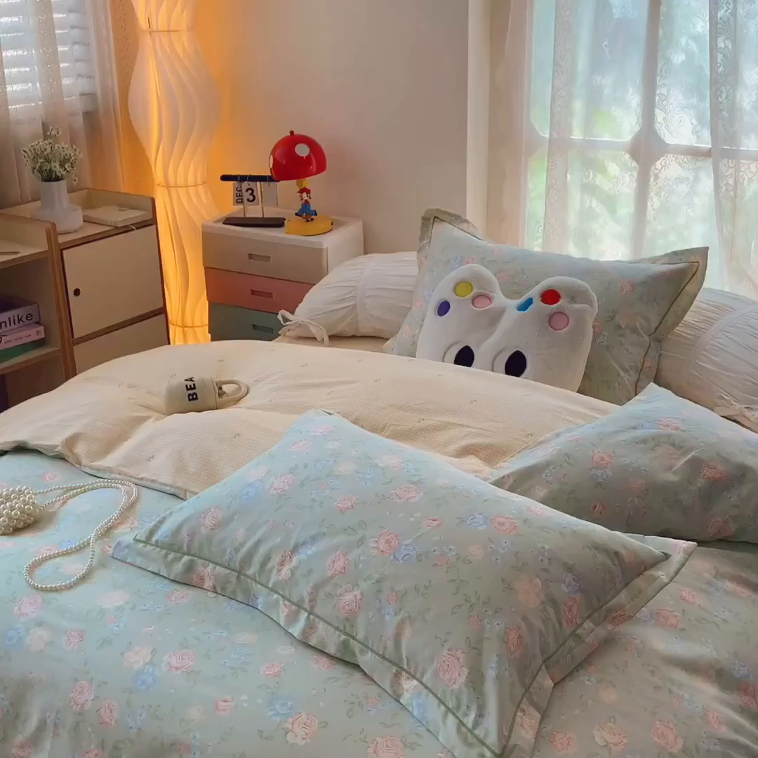 91家纺网 家纺一手货源 找家纺 （总）莱豫家纺 2025新款亲肤舒适小清新印花全棉四件套第七批