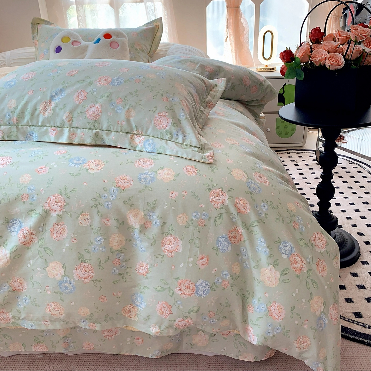 91家纺网 家纺一手货源 找家纺 （总）莱豫家纺 2025新款亲肤舒适小清新印花全棉四件套第七批