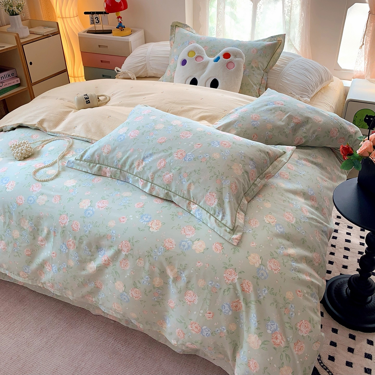 91家纺网 家纺一手货源 找家纺 莱豫家纺 2025新款亲肤舒适小清新印花全棉四件套第七批 安然如梦