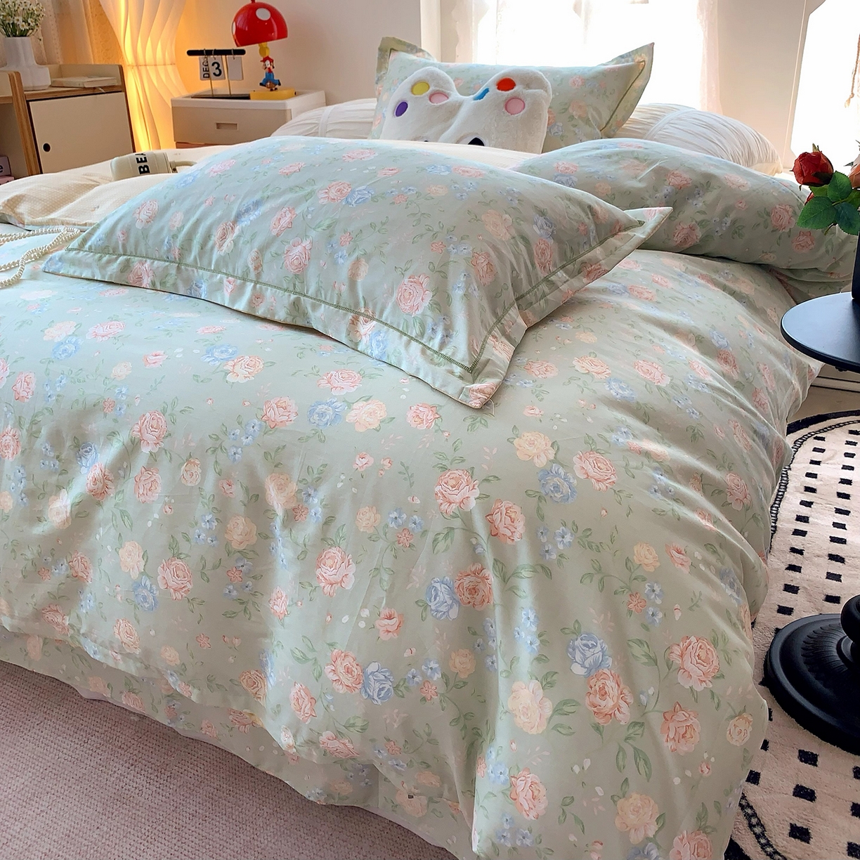 91家纺网 家纺一手货源 找家纺 莱豫家纺 2025新款亲肤舒适小清新印花全棉四件套第七批 安然如梦