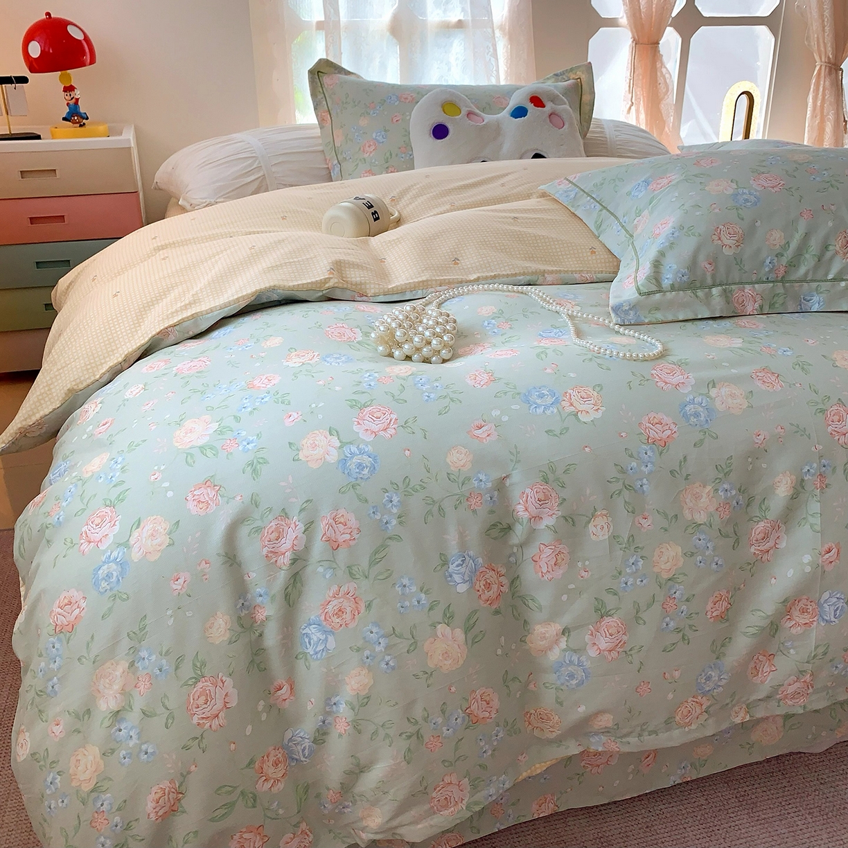 91家纺网 家纺一手货源 找家纺 莱豫家纺 2025新款亲肤舒适小清新印花全棉四件套第七批 安然如梦