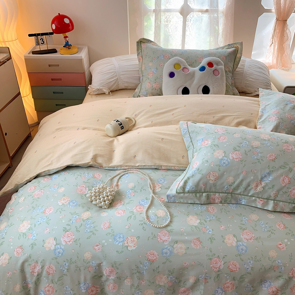 91家纺网 家纺一手货源 找家纺 莱豫家纺 2025新款亲肤舒适小清新印花全棉四件套第七批 安然如梦