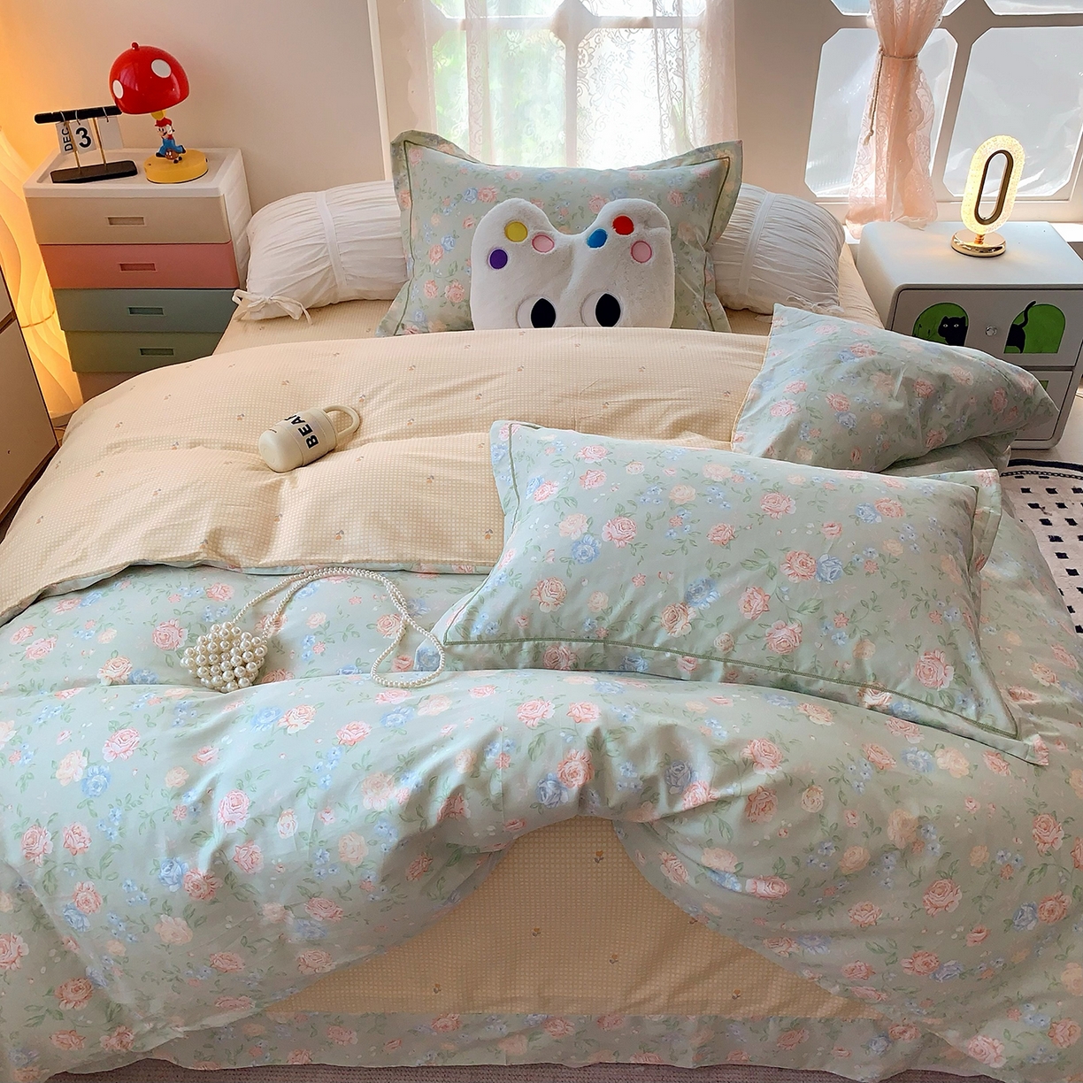 91家纺网 家纺一手货源 找家纺 莱豫家纺 2025新款亲肤舒适小清新印花全棉四件套第七批 安然如梦