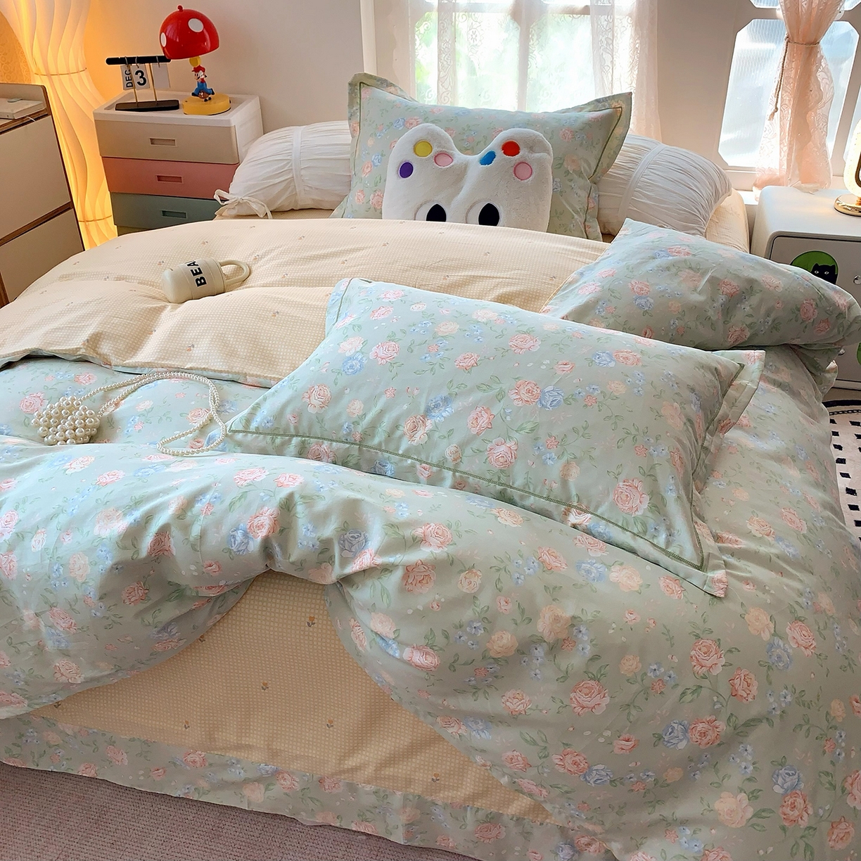 91家纺网 家纺一手货源 找家纺 莱豫家纺 2025新款亲肤舒适小清新印花全棉四件套第七批 安然如梦