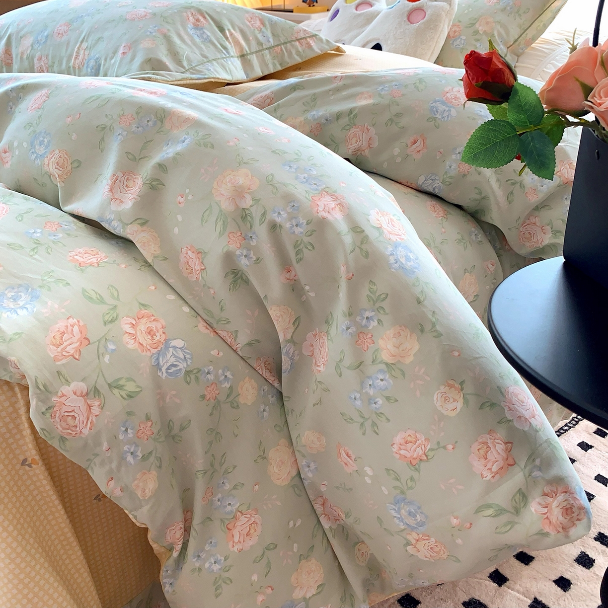 91家纺网 家纺一手货源 找家纺 莱豫家纺 2025新款亲肤舒适小清新印花全棉四件套第七批 安然如梦