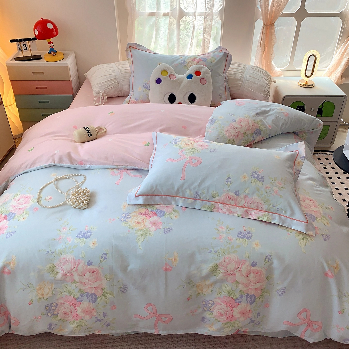 莱豫家纺 2025新款亲肤舒适小清新印花全棉四件套第七批 半糖月光