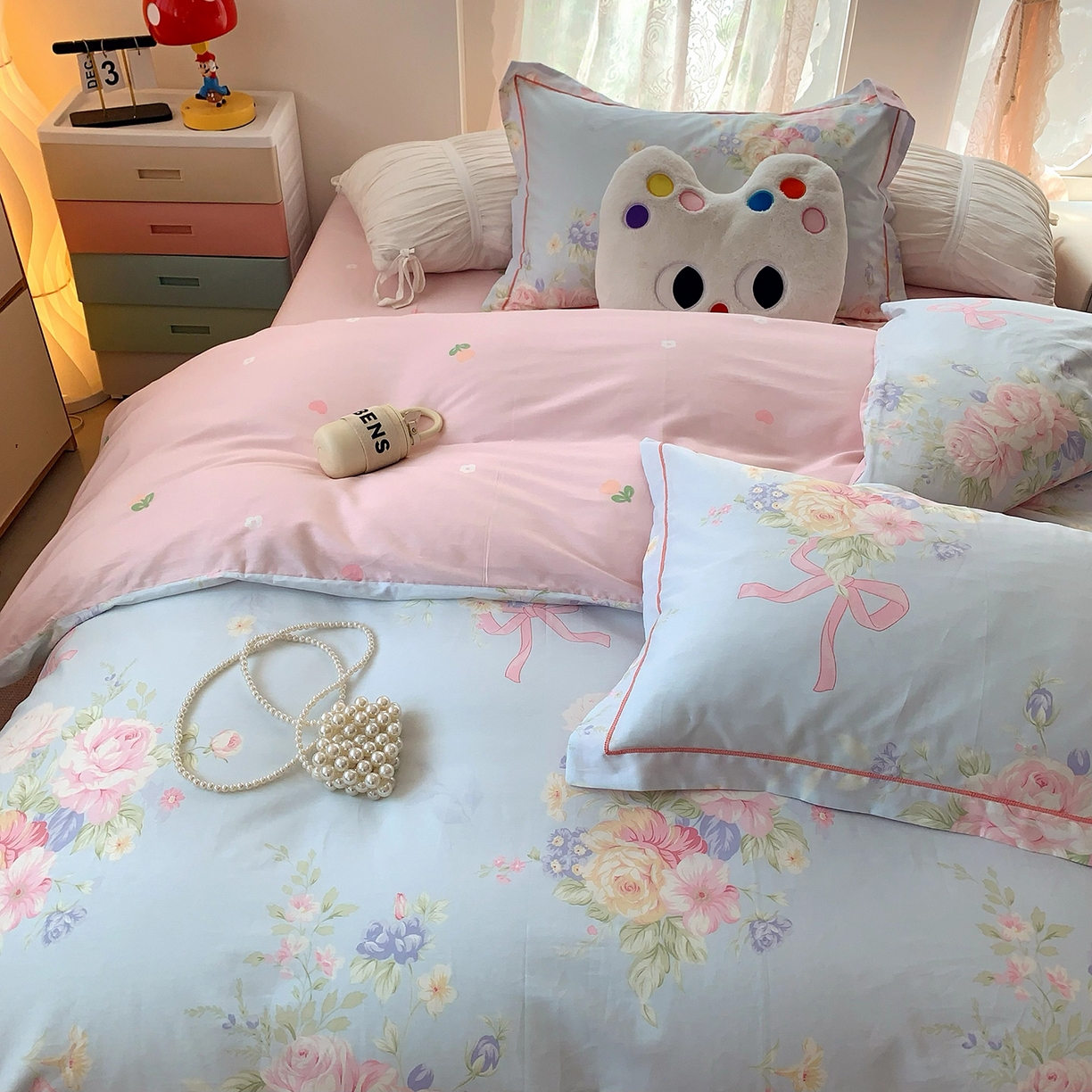 91家纺网 家纺一手货源 找家纺 莱豫家纺 2025新款亲肤舒适小清新印花全棉四件套第七批 半糖月光