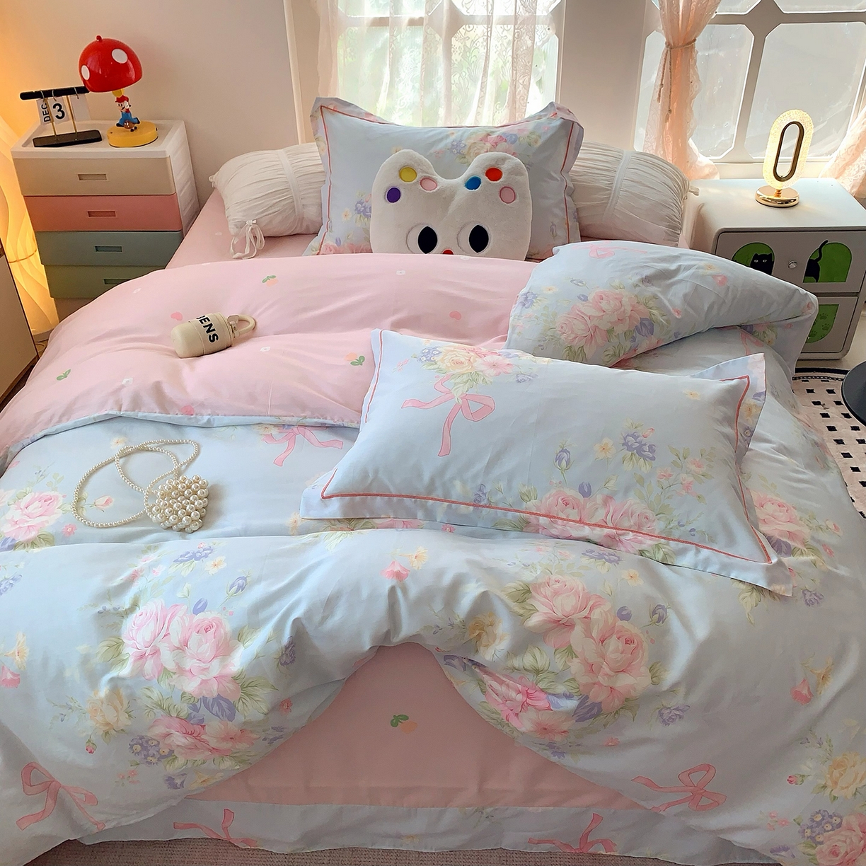 91家纺网 家纺一手货源 找家纺 莱豫家纺 2025新款亲肤舒适小清新印花全棉四件套第七批 半糖月光