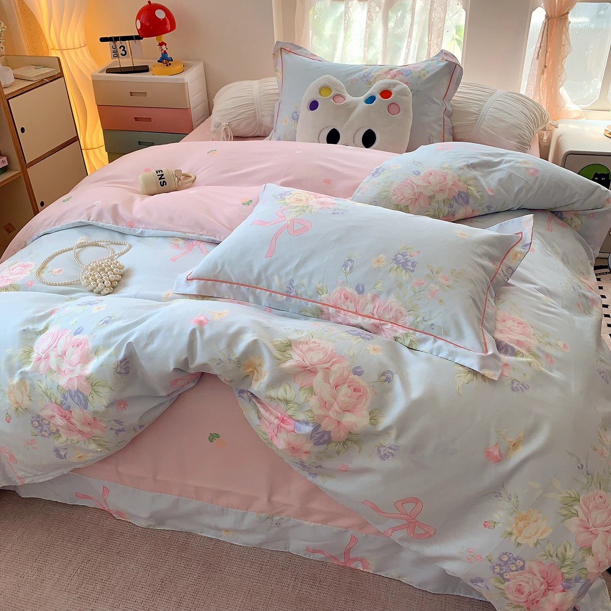 91家纺网 家纺一手货源 找家纺 莱豫家纺 2025新款亲肤舒适小清新印花全棉四件套第七批 半糖月光