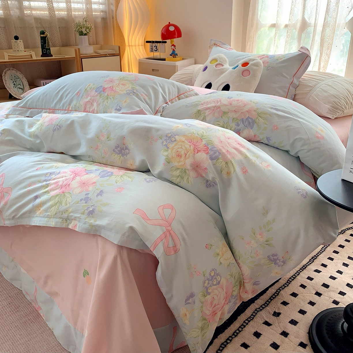 91家纺网 家纺一手货源 找家纺 莱豫家纺 2025新款亲肤舒适小清新印花全棉四件套第七批 半糖月光