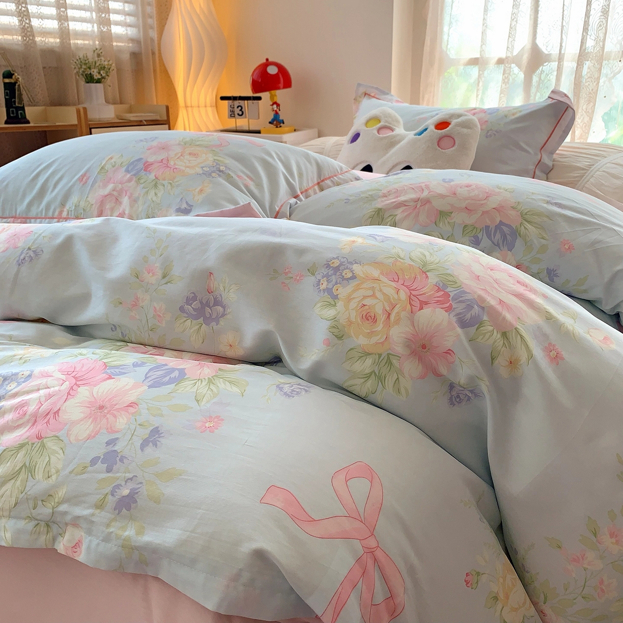 91家纺网 家纺一手货源 找家纺 莱豫家纺 2025新款亲肤舒适小清新印花全棉四件套第七批 半糖月光