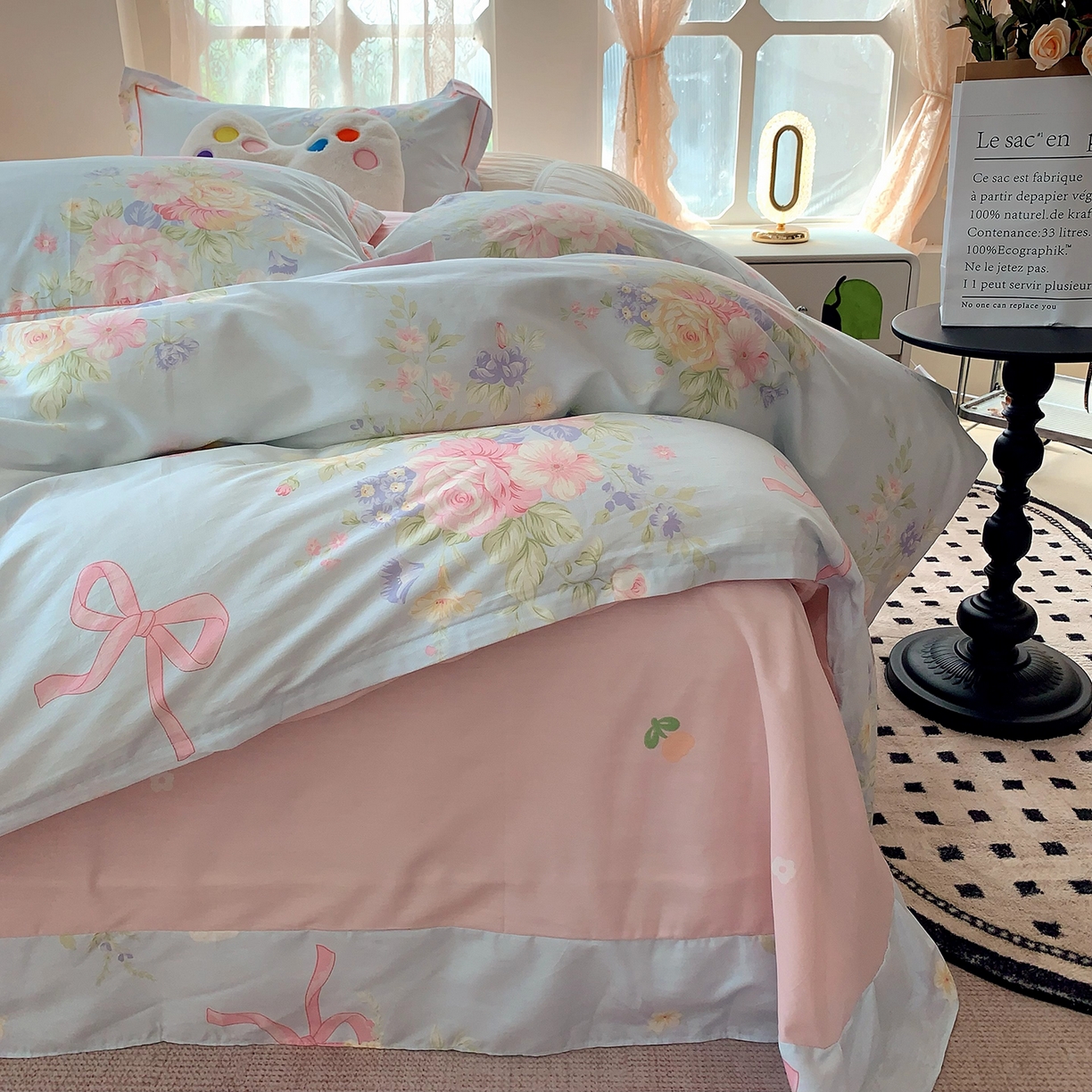 91家纺网 家纺一手货源 找家纺 莱豫家纺 2025新款亲肤舒适小清新印花全棉四件套第七批 半糖月光