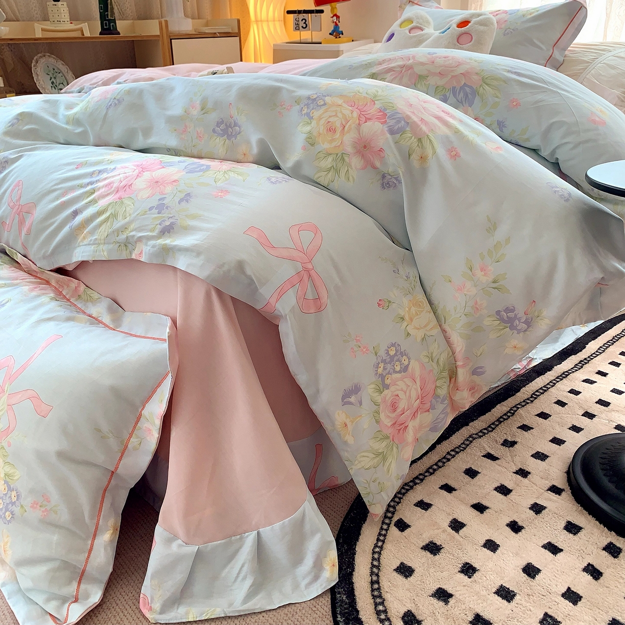 91家纺网 家纺一手货源 找家纺 莱豫家纺 2025新款亲肤舒适小清新印花全棉四件套第七批 半糖月光