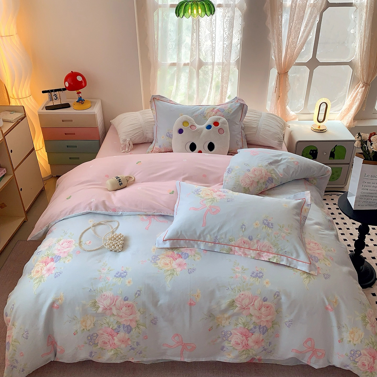 91家纺网 家纺一手货源 找家纺 莱豫家纺 2025新款亲肤舒适小清新印花全棉四件套第七批 半糖月光