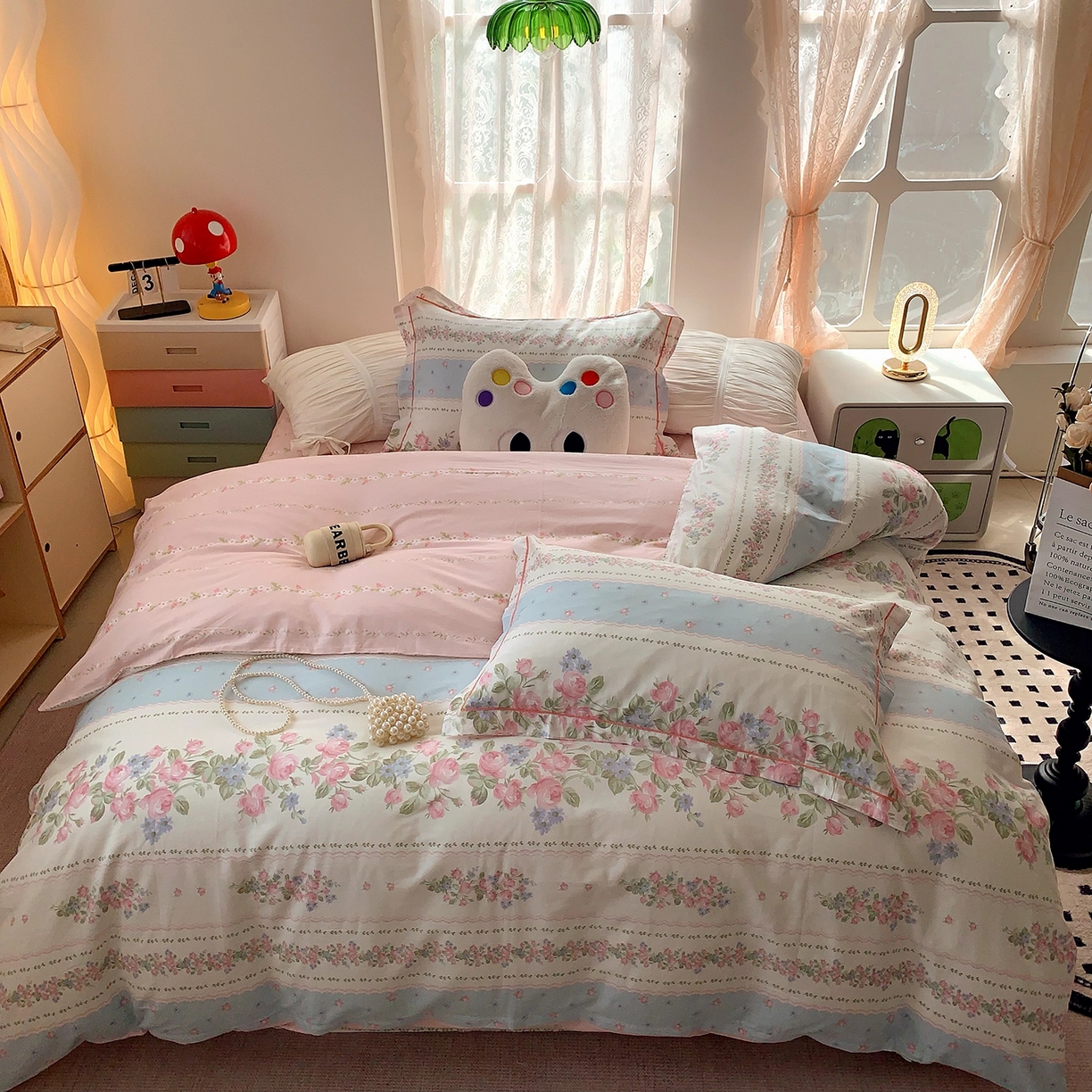 91家纺网 家纺一手货源 找家纺 莱豫家纺 2025新款亲肤舒适小清新印花全棉四件套第七批 冰心花园