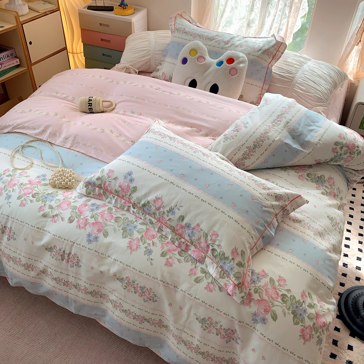 91家纺网 家纺一手货源 找家纺 莱豫家纺 2025新款亲肤舒适小清新印花全棉四件套第七批 冰心花园