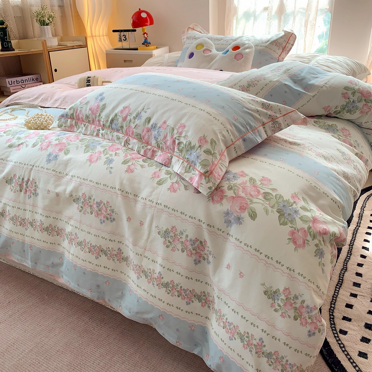 91家纺网 家纺一手货源 找家纺 莱豫家纺 2025新款亲肤舒适小清新印花全棉四件套第七批 冰心花园