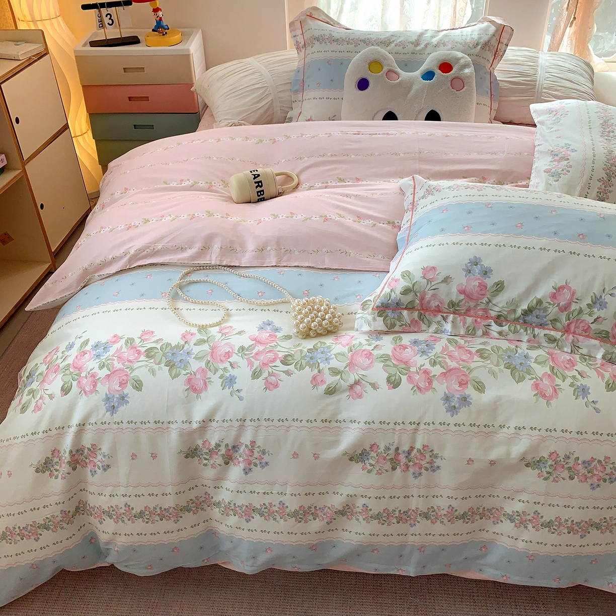 91家纺网 家纺一手货源 找家纺 莱豫家纺 2025新款亲肤舒适小清新印花全棉四件套第七批 冰心花园