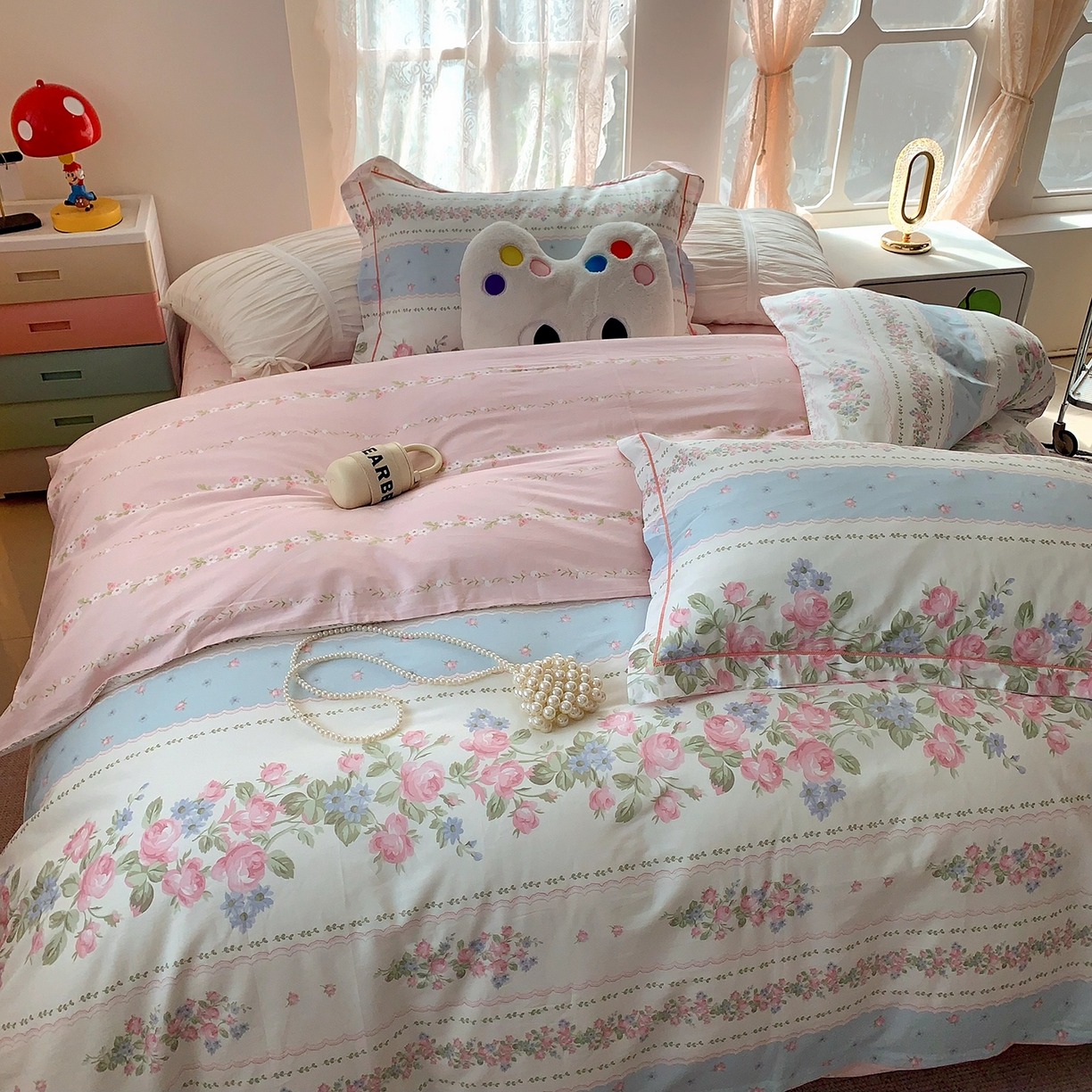 91家纺网 家纺一手货源 找家纺 莱豫家纺 2025新款亲肤舒适小清新印花全棉四件套第七批 冰心花园