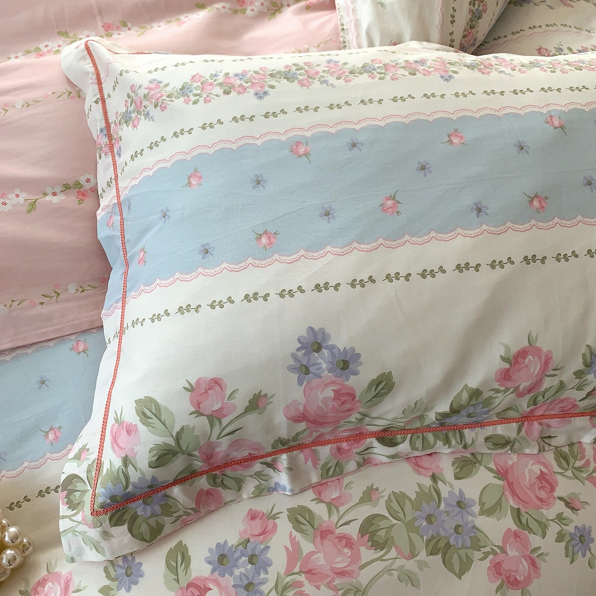 91家纺网 家纺一手货源 找家纺 莱豫家纺 2025新款亲肤舒适小清新印花全棉四件套第七批 冰心花园