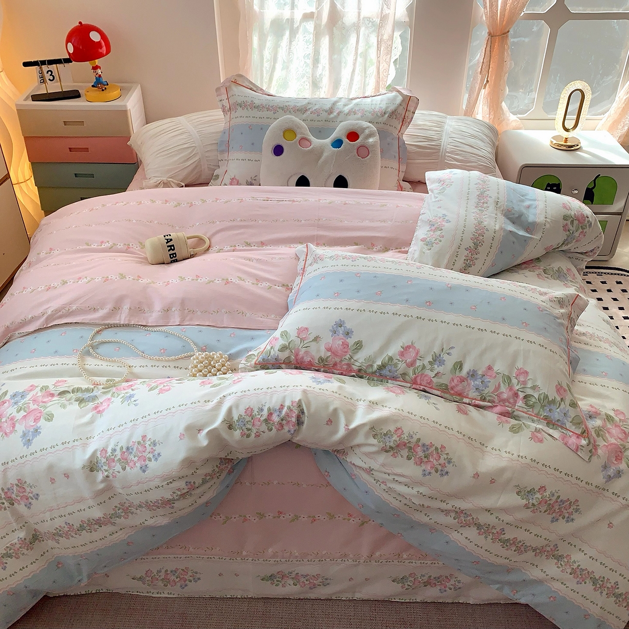 91家纺网 家纺一手货源 找家纺 莱豫家纺 2025新款亲肤舒适小清新印花全棉四件套第七批 冰心花园