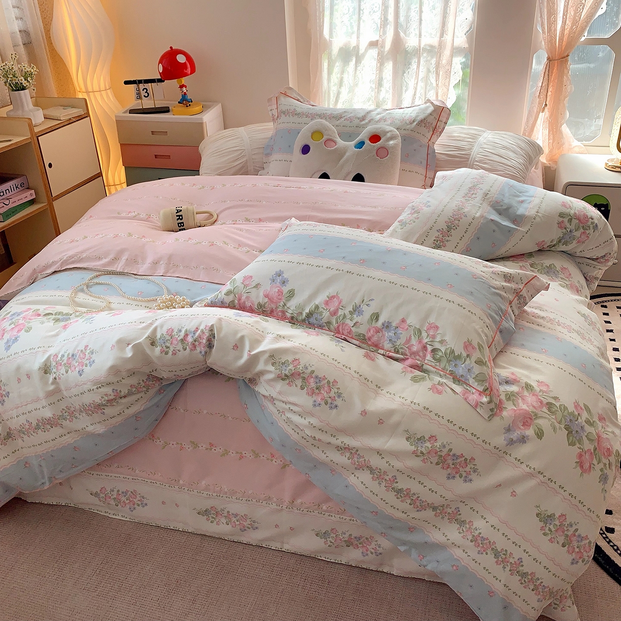 91家纺网 家纺一手货源 找家纺 莱豫家纺 2025新款亲肤舒适小清新印花全棉四件套第七批 冰心花园